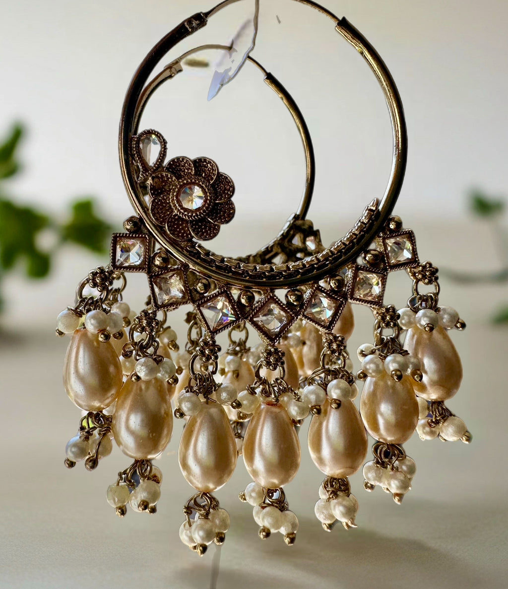 Golden Pearl Hoops